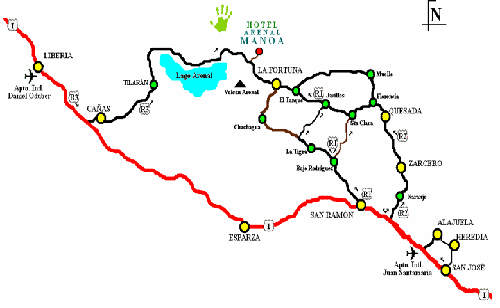 Map Arenal Manoa Hotel