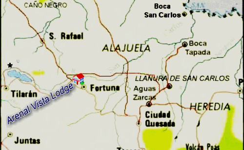 Map Arenal Vista Lodge Hotel